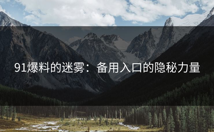 91爆料的迷雾：备用入口的隐秘力量