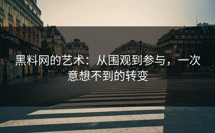 黑料网的艺术：从围观到参与，一次意想不到的转变